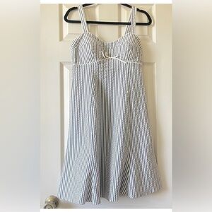 Karin Stevens Y2K Pinup Dress Sweetheart Size 8 Striped Grey preppy Romantic